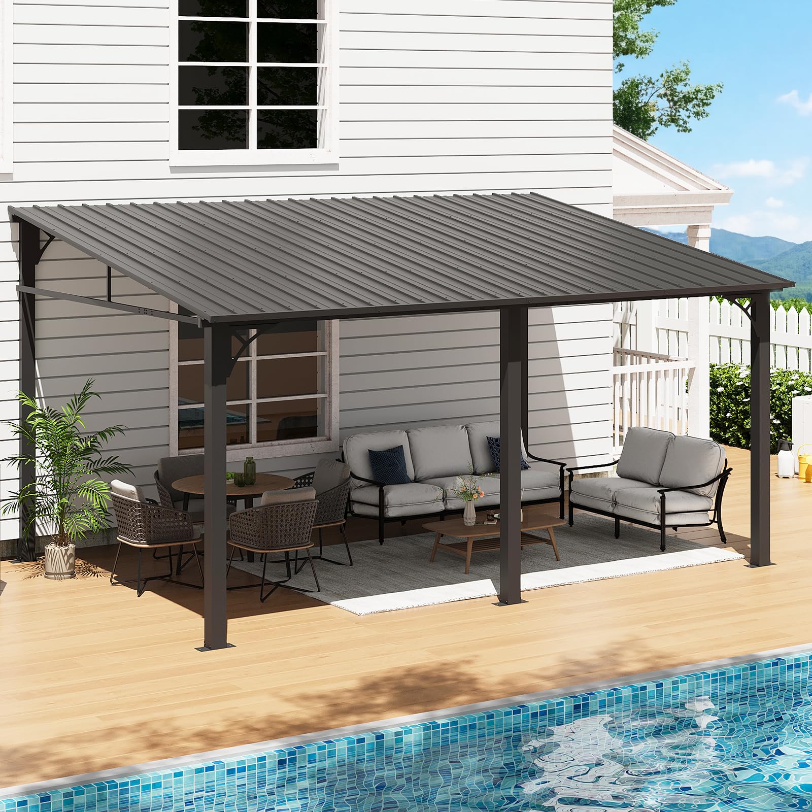 Amazon.com : Aoxun 10' x 14' Lean to Gazebo, Upgraded Hardtop
